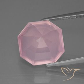 Quartz rose Rose rosé moyen naturelle Octogone / coupe Émeraude, 9.72 ct, Transparent