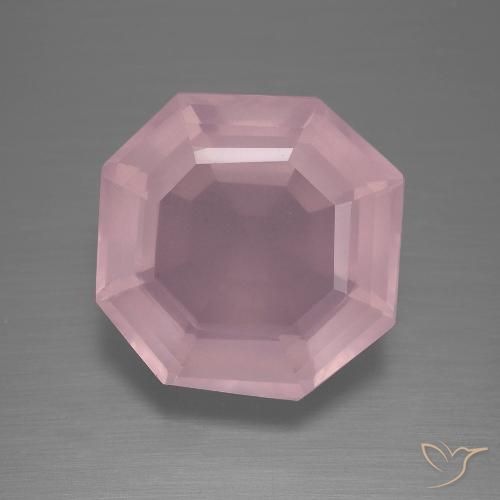 10.65ct Naturel Rose moyen Quartz Rose, Taille émeraude, Transparent