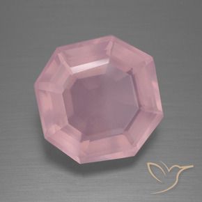 Quartz rose Rose moyen naturelle Octogone / coupe Émeraude, 10.65 ct, Transparent