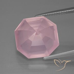 Quartz rose Rose moyen naturelle Octogone / coupe Émeraude, 10.65 ct, Transparent