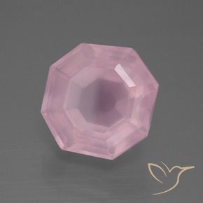 Quartz rose Rose bubblegum naturelle Octogone / coupe Émeraude, 11.37 ct, Transparent