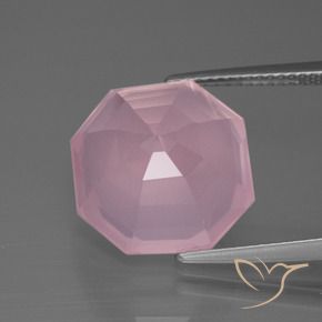 Quartz rose Rose bubblegum naturelle Octogone / coupe Émeraude, 11.37 ct, Transparent