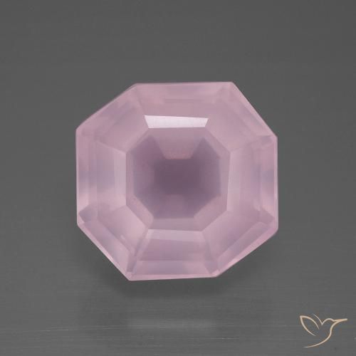 11.85ct Naturel Rose clair Quartz Rose, Taille émeraude, Transparent