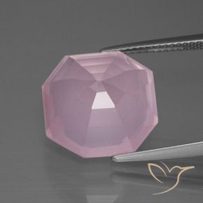 Quartz rose Rose clair naturelle Octogone / coupe Émeraude, 11.85 ct, Transparent