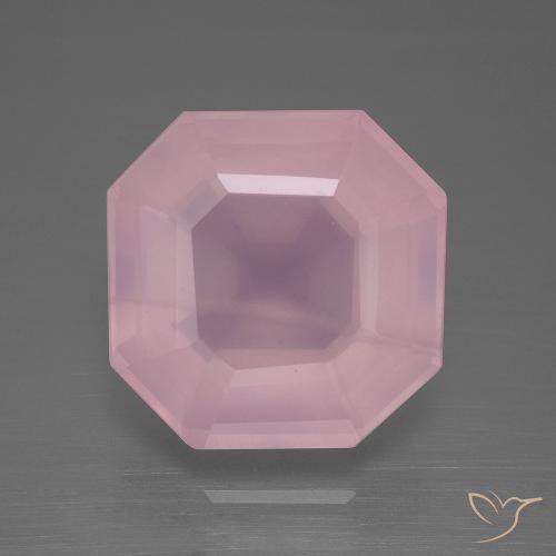 12.72ct Naturel Rose rosé moyen Quartz Rose, Taille émeraude, Transparent