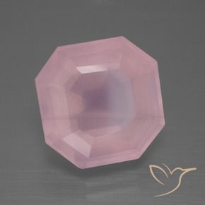 Quartz rose Rose rosé moyen naturelle Octogone / coupe Émeraude, 12.72 ct, Transparent