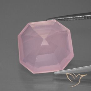 Quartz rose Rose rosé moyen naturelle Octogone / coupe Émeraude, 12.72 ct, Transparent