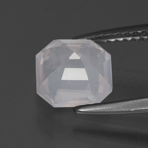 Quartz rose rose naturelle taille émeraude, 1,96 ct, transparent
