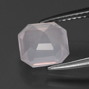 Quartz rose rose naturelle taille émeraude, 1,98 ct, transparent