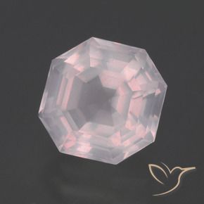 Quartz rose Rose clair naturelle Octogone / coupe Émeraude, 2.86 ct, Transparent