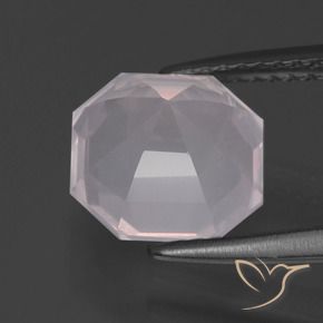 Quartz rose Rose clair naturelle Octogone / coupe Émeraude, 2.86 ct, Transparent
