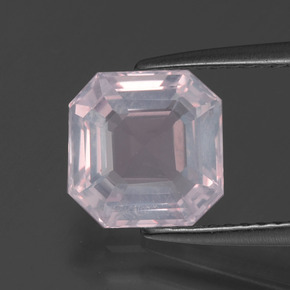 Quartz Rose Rose bubblegum naturelle Taille émeraude, 2.06 ct, Transparent