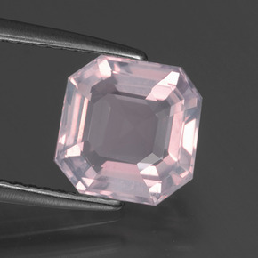 Quartz Rose Rose bubblegum naturelle Taille émeraude, 2.06 ct, Transparent