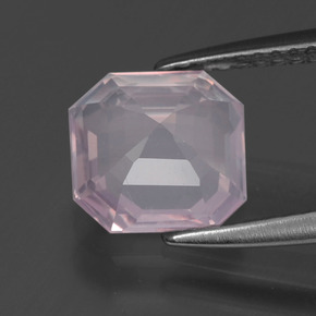 Quartz Rose Rose bubblegum naturelle Taille émeraude, 2.06 ct, Transparent