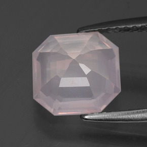 Quartz rose rose naturelle taille émeraude, 2,31 ct, transparent