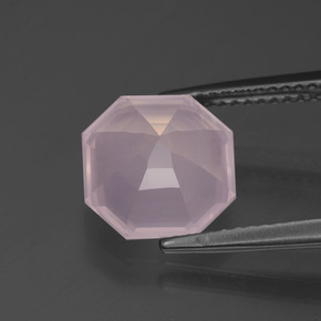 Quartz rose rose naturelle taille émeraude, 3,46 ct, transparent
