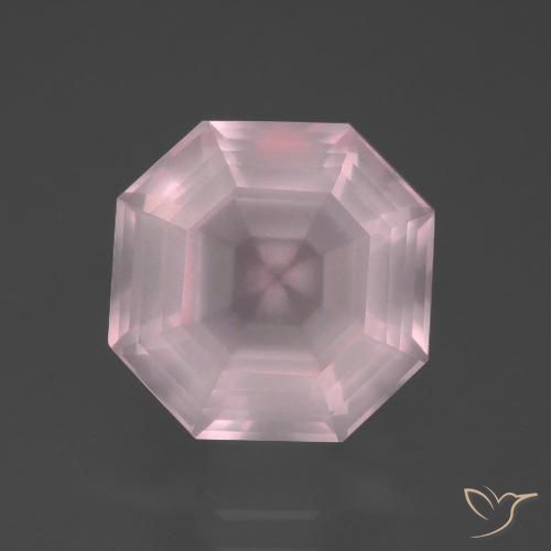 6.19ct Naturel Rose léger Quartz Rose, Taille émeraude, Transparent