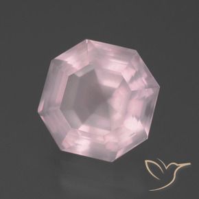 Quartz rose Rose léger naturelle Octogone / coupe Émeraude, 6.19 ct, Transparent