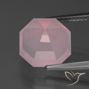 Quartz rose Rose moyen naturelle Octogone / coupe Émeraude, 6.17 ct, Transparent