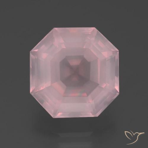 6.25ct Naturel Rose moyen Quartz rose, Taille émeraude, Transparent