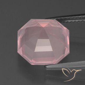 Quartz rose Rose moyen naturelle Octogone / coupe Émeraude, 6.25 ct, Transparent