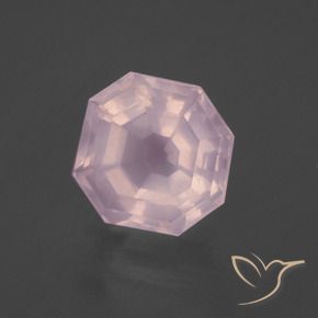 Quartz rose Rose clair naturelle Octogone / coupe Émeraude, 4.39 ct, Transparent
