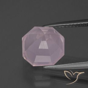 Quartz rose Rose clair naturelle Octogone / coupe Émeraude, 4.39 ct, Transparent