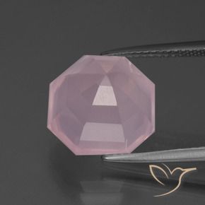 Quartz rose Rose naturelle Octogone / coupe Émeraude, 8.16 ct, Transparent