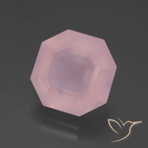 Quartz rose rose naturelle taille émeraude, 6,75 ct, transparent