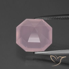Quartz rose rose naturelle taille émeraude, 6,75 ct, transparent