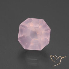 Quartz rose Rose bubblegum naturelle Octogone / coupe Émeraude, 6.34 ct, Transparent