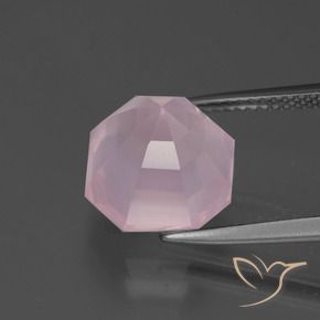 Quartz rose Rose bubblegum naturelle Octogone / coupe Émeraude, 6.34 ct, Transparent