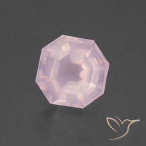 Quartz rose Rose bubblegum naturelle Octogone / coupe Émeraude, 6.47 ct, Transparent