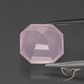 Quartz rose Rose bubblegum naturelle Octogone / coupe Émeraude, 7.58 ct, Transparent