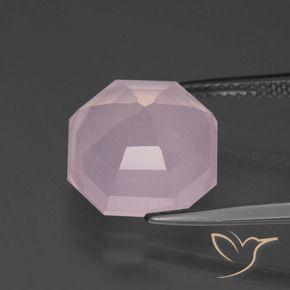 Quartz rose Rose bubblegum naturelle Octogone / coupe Émeraude, 7.76 ct, Transparent