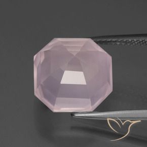Quartz rose Rose léger naturelle Octogone / coupe Émeraude, 9.25 ct, Transparent