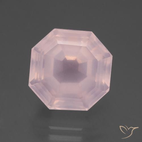 9.82ct Naturel Rose léger Quartz Rose, Taille émeraude, Transparent