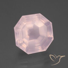 Quartz rose Rose léger naturelle Octogone / coupe Émeraude, 9.82 ct, Transparent