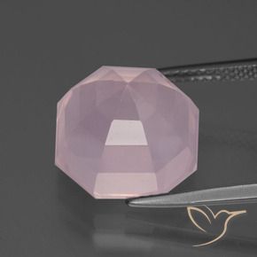 Quartz rose Rose léger naturelle Octogone / coupe Émeraude, 9.82 ct, Transparent