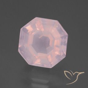 Quartz rose Rose clair naturelle Octogone / coupe Émeraude, 9.46 ct, Transparent