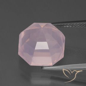 Quartz rose Rose clair naturelle Octogone / coupe Émeraude, 9.46 ct, Transparent