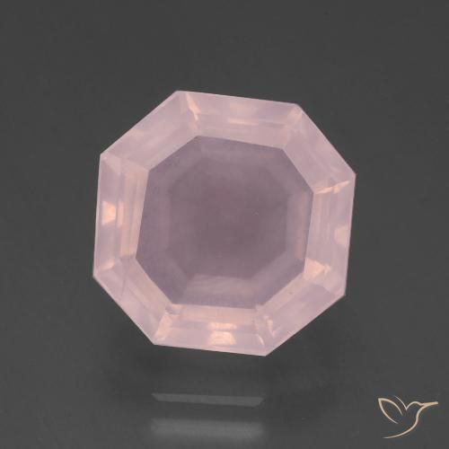 8.35ct Naturel Rose clair Quartz Rose, Taille émeraude, Transparent