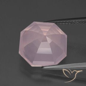 Quartz rose Rose clair naturelle Octogone / coupe Émeraude, 8.35 ct, Transparent