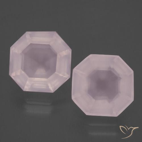 12.98ctw Naturel Rose clair Quartz Rose, Taille émeraude, Transparent