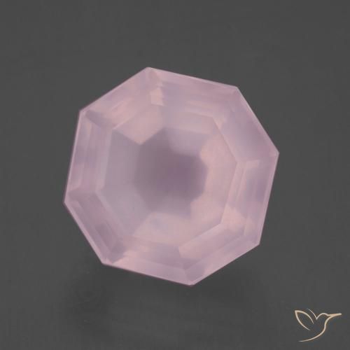 Quartz rose Rose clair naturelle Octogone / coupe Émeraude, 13.31 ct, Transparent