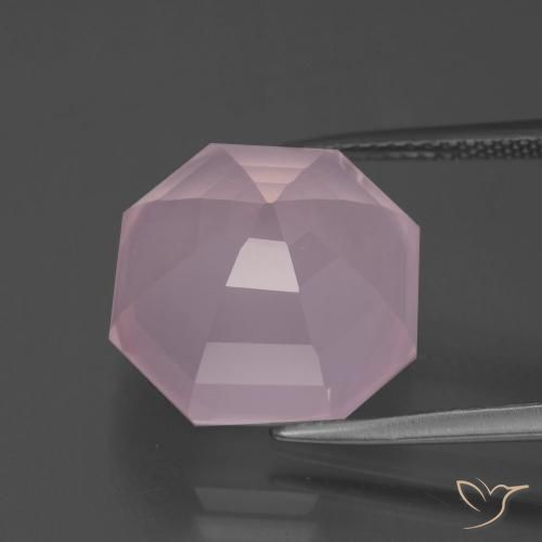 Quartz rose Rose clair naturelle Octogone / coupe Émeraude, 13.31 ct, Transparent