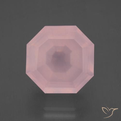 12.55ct Naturel Rose moyen Quartz Rose, Taille émeraude, Transparent