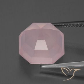 Quartz rose Rose moyen naturelle Octogone / coupe Émeraude, 12.55 ct, Transparent