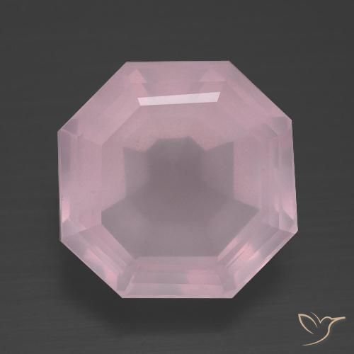 7.95ct Naturel Rose bubblegum Quartz Rose, Taille émeraude, Transparent