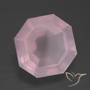 Quartz rose Rose bubblegum naturelle Octogone / coupe Émeraude, 7.95 ct, Transparent
